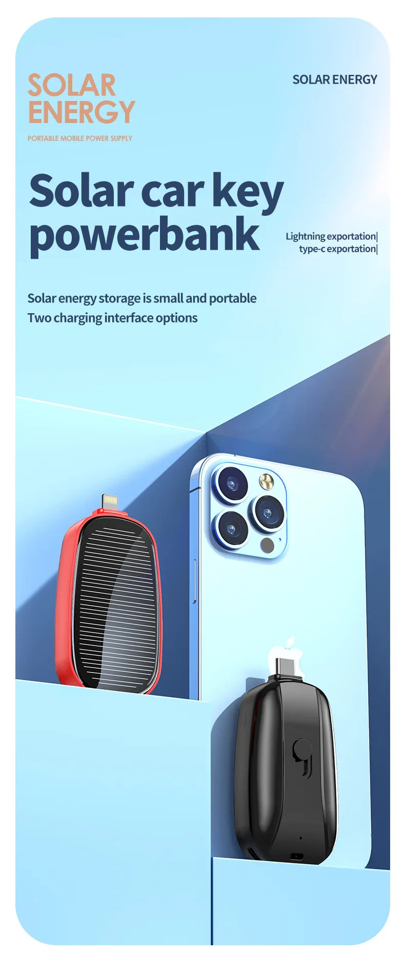 Solar Max - Mini banco de energia Solar portátil de 1200 mAh