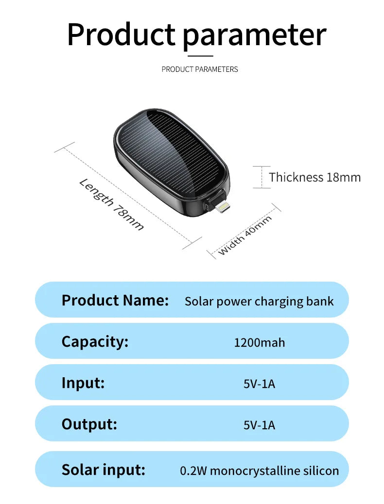 Solar Max - Mini banco de energia Solar portátil de 1200 mAh